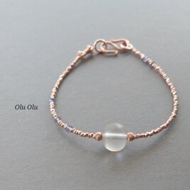 古代水晶×アイオライト×ロゼ・カレンシルバーのブレスレットの画像