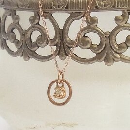 K18　1粒のダイヤモンドのきらめき　dangling daimaond in circleの画像