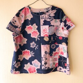 柿渋染め 手ぬぐいリメイク ワイドパンツ ゆったり ズボン の