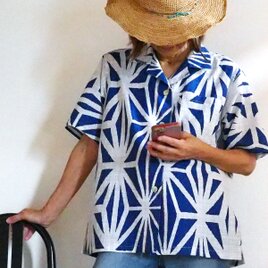 麻の葉模様のアロハシャツ--新品未着用浴衣からの画像