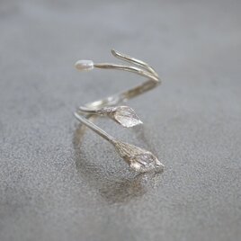 カラーとパールのフォークリング(silver×water pearl) ※フリーサイズの画像