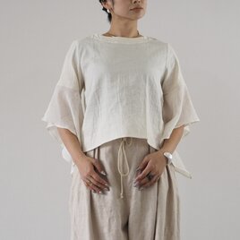 ダブルガーゼ／シースルー、フレア袖のブラウスの画像