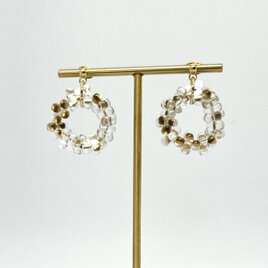 ファルファーレビーズのプチプチリースピアス　クリアの画像
