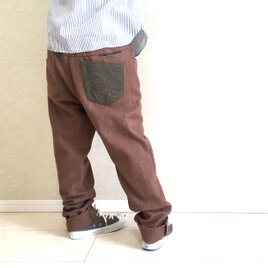 ちょいゆるパンツ020 / 綿ツイードRedの画像