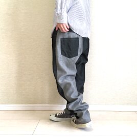 ちょいゆるパンツ022 / ウォッシャブルウール フェイクデニムの画像