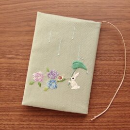 手刺繍 巾着 花車と うさぎ | 雑貨関連,バッグ・ポーチ