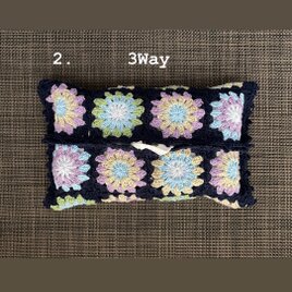 B☘️2☘️ティッシュカバー　マルチカバー　ドイリー　3Way ハンドメイド手編み　モチーフの画像