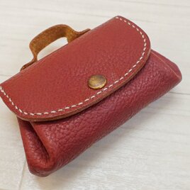 馬革　アコーディオンポーチ　ミニ　ハンドメイド　本革　手縫い　レザークラフトの画像