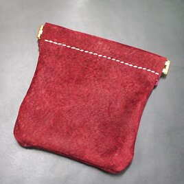 豚革　ピッグスキン　バネ口ポーチ　ハンドメイド　手縫い　レザークラフトの画像