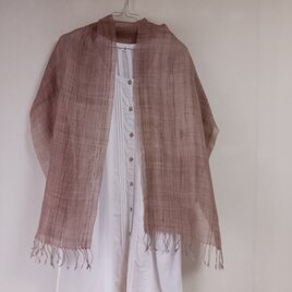 麻と綿の柿渋染め(茶)ストールの画像