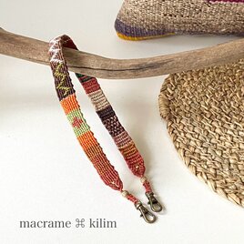 macrame ⌘ kilim マクラメ編みキリム柄デザイン スマホハンドストラップ［37cm］or-1の画像