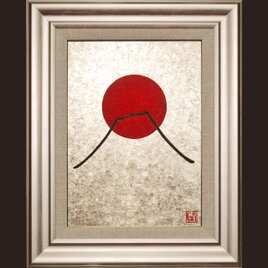 ○『金の太陽の日の出赤富士(富士吉田)』○がんどうあつし絵画油絵額縁付開運富士山 | iichi  日々の暮らしを心地よくするハンドメイドやアンティークのマーケットプレイス