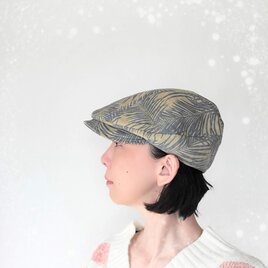 ハンチング ユニセックス ヤシの木 ボタニカル 黄色 コットン Mサイズ かっこいい 帽子 ナチュラルの画像