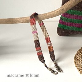 macrame ⌘ kilim マクラメ編みキリム柄デザイン スマホハンドストラップ［39cm］No.8の画像