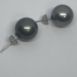 PP-3ピアス　黒蝶真珠12.5㎜　プラチナの画像