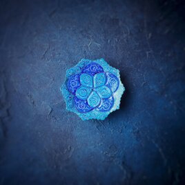 ペルシャのエナメル皿（ミーナーカーリー）飾り皿　アクセサリートレイ　香皿　Φ9ｃｍ【008-014】の画像