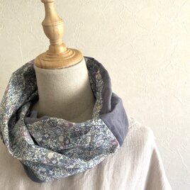 ＊ふんわりスヌード/リネンガーゼ・リバティプリント＊ライトグレー