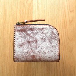 【一点物即納品】L字ファスナー小さい財布 ～イタリアンレザー"MARGOT FOG" ブラウン×イタリアヌメ ブラック～の画像