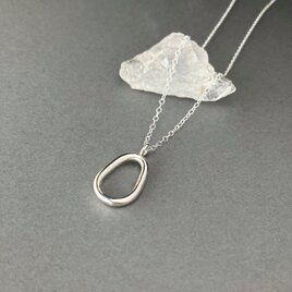 シルバー ロングネックレス 925 ITALY フープ 銀 SILVER N23