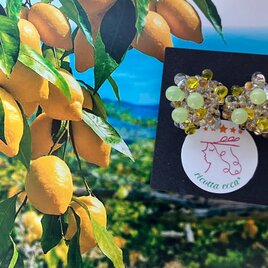 シチリアンレモンの爽やか つぶつぶピアス<<チェコビーズ たっぷり>>夏を彩るフルーツの画像