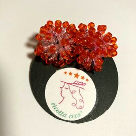 【海底生物】イソギンチャクBombomピアス(赤×ピンク)ᗦ↞◃♦︎深海シリーズ♦︎の画像