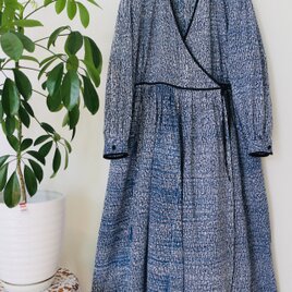 古布　暫染★ゆかた　綿100％ギャザーワンピースカーディガン ★一枚限定の画像