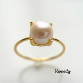 【ペルラ・ビアンカ】淡水真珠の一粒リング silver (6月誕生石) silver 18KGP