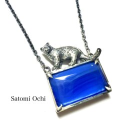 一点物、ユキヒョウのネックレス silver×ブルーアゲードの画像