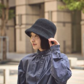 Berta ベルタ アンゴラ混 起毛 クロッシェ YOKOI BERET ブラック [YO-BR018-BK]の画像