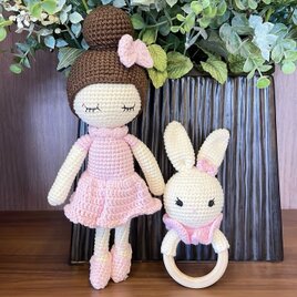 ⭐︎ お買得セット⭐︎あみぐるみ 編みぐるみ 人形 ラトル 出産祝い 女の子 子供 誕生日の画像