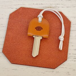 トイプードル（顔）の刻印（焼印）入り ヌメ革かんたんキーカバー GOAL