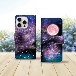 iPhoneスタンダード手帳型スマホケース （カメラ穴あり/はめ込みタイプ）【Strawberry MoonⅡ】iPhone各種の画像