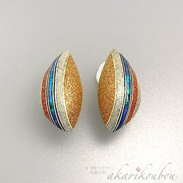【sv925】蒔絵と螺鈿のイヤリング 純金蒔絵 銀蒔絵 螺鈿 漆アクセサリー : silver925 蒔絵ジュエリー 金沢漆器の画像