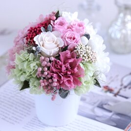 cherie (シェリー) プリザーブドフラワー ピンク ホワイト 退職祝い・誕生日・結婚祝いの画像