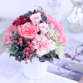 joues roses (ジュ ローズ) プリザーブドフラワー サーモンピンク  退職祝い・誕生日・結婚祝いの画像