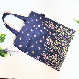 フラワーガーデンのペタンコトートバック(ネイビー）の画像