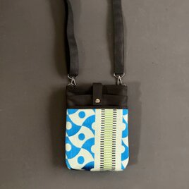 おびショルダー　水色×水玉／BLACK　　着物リメイクの画像
