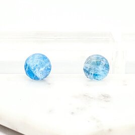 天然石水晶とブルー螺鈿のスクエアピアスイヤリング2206の画像