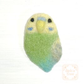 「セキセイインコ　グリーン」羊毛ブローチの画像
