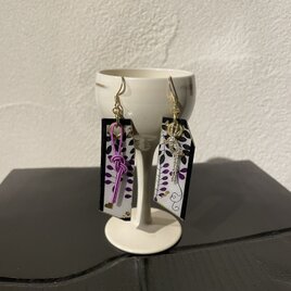 花札ピアス 【藤】水引  サージカルステンレス