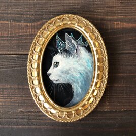 額付絵画作品「案内人ににこ 」 アート作品 原画 猫 徳島洋子作品の画像