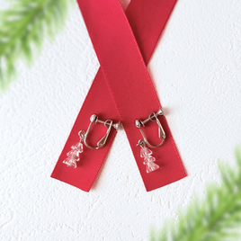 雪の結晶樹 クォーツ/白水晶  RHP 天然石イヤリング - Crystal Tree