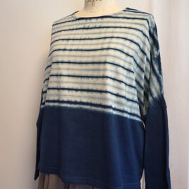 藍染　HUIS　コクーンカットソー　ボーダーの画像
