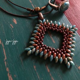 beads necklace - turquoise rhombusの画像