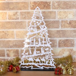 クリスマスツリー 卓上 29cm 自由な飾りつけができる艶ありしたアクリルカットプレート+スタンド 【送料無料】の画像