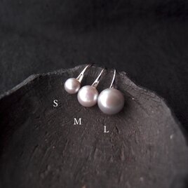 【Gray／Medium】Baby Spoon Pearl Earrings／ベビースプーン パールピアス（silver）の画像