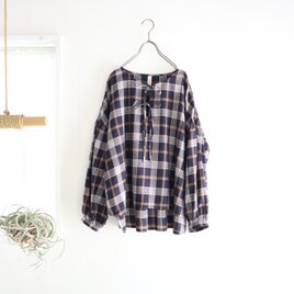 front ribbon tartan blouse【タータンチェック】の画像