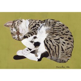 猫イラスト「寝っころがるグリコ2」原画の画像
