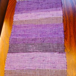 手織り シルク裂き織 パープル  テーブルセンター 小