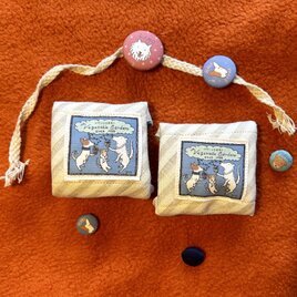オーガニックコットン（薄）＋ストライプリネン　布ナプキンH　小さいです！の画像